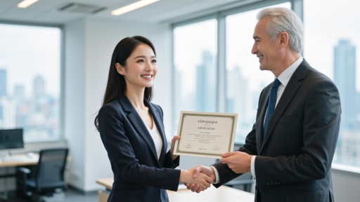 员工手持认证证书合影，展示公司获得的技术认证