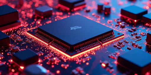 AMD彩色标志,红色背景上的AMD字母组合